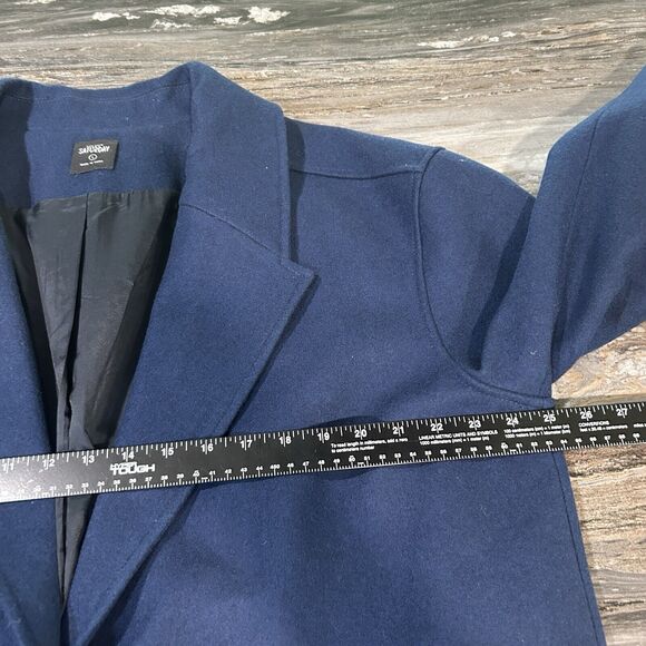 Kate Spade Saturday Womens Wool Blend Coat Large Blue Career Professional Luxury - Picture 9 of 13